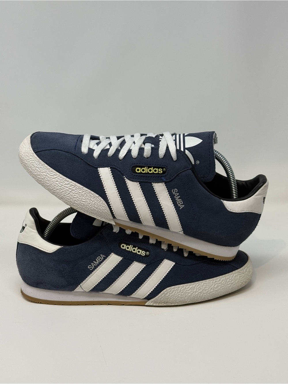 Size 9.5- adidas Navy Suede Sneakers with White Accents - Picture 2 of 6
